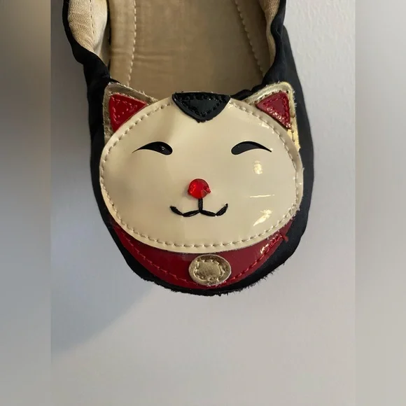 Kate Spade Cat Slippers in Black Satin - Picture 3 of 14